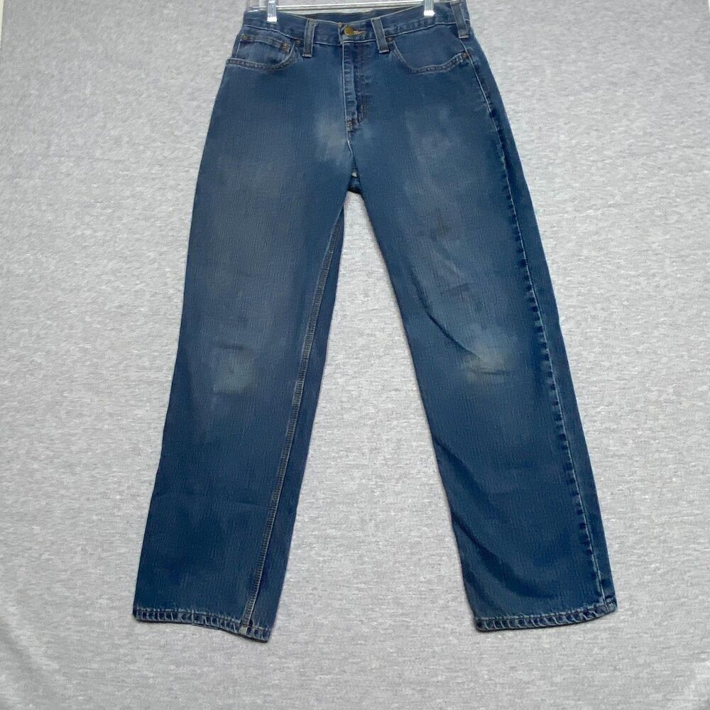 Carhartt Jeans Mens 30x30 Blue Denim Relaxed Straight Leg Workwear Pants Fade